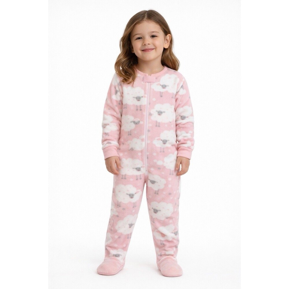 NWT Carter's Girls Fleece Footie Pajama, Light Pink Sheep, Size 3T